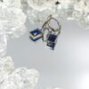 Ατσάλινα σκουλαρίκια ασημί με μπλε ημιπολύτιμη πέτρα