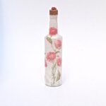 Γυάλινο μπουκάλι άσπρο με λουλούδια