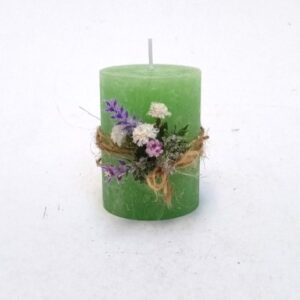 Κερί πράσινο με λουλούδια