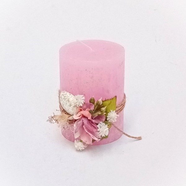 Κερί ροζ με λουλούδια